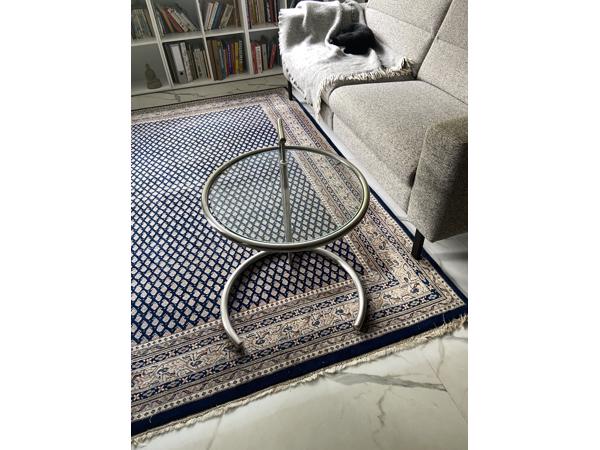 Rond glazen bijzettafel in hoogte verstelbaar