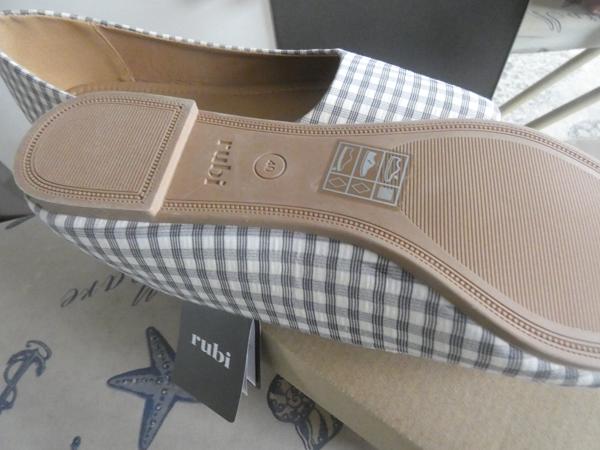 Ballerina,s grijs/wit geblokt maat 40 (nieuw)