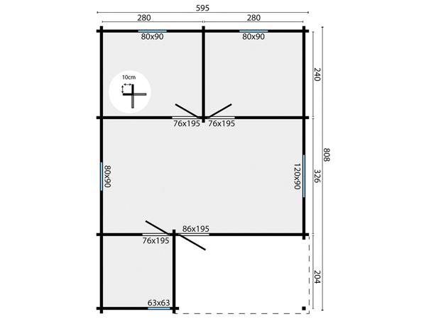Blokhut - Tuinhuis Javea | 44 mm | onbehandeld
