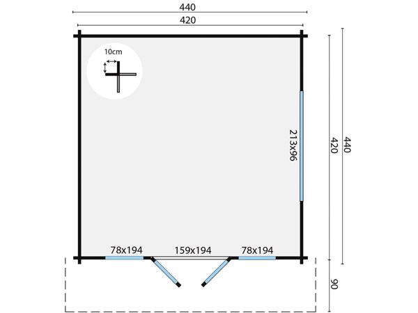 Blokhut - Tuinhuis Derby | 58 mm | vuren onbehandeld