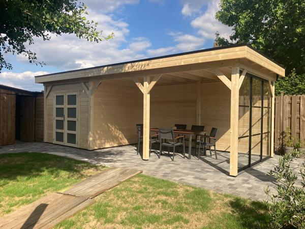 Vuren Topvision Bosuil, 300 x 300 en luifel 300 cm, onbehan