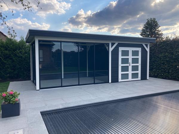 Vuren Topvision Bosuil, 300 x 300 en luifel 300 cm, onbehan