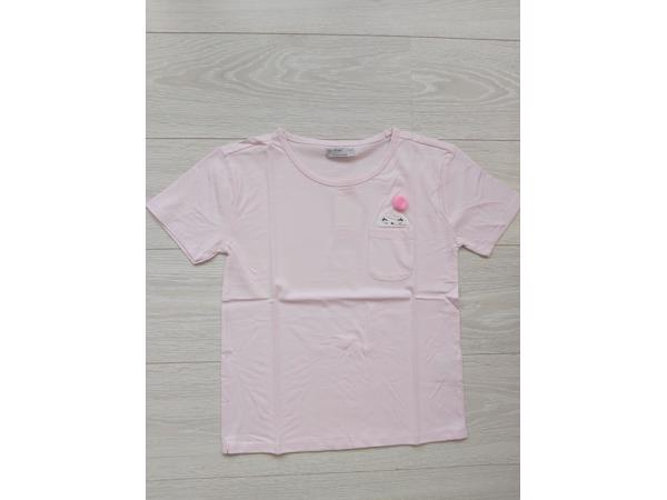 Glo-Story t-shirt gezichtje met bolletje roze 146