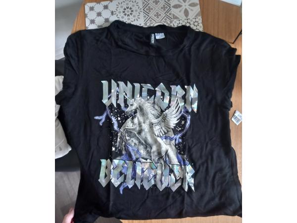 Zwart T-shirt Dames Maat S Unicorn Believer