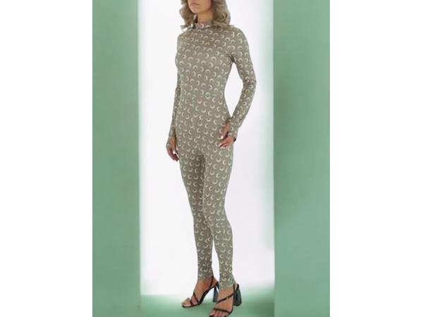 White icy - stretchy - Jumpsuit - olive - korte col - S/36