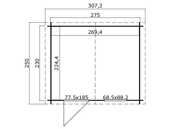 Tuinhuis-Blokhut Nina: 275 x 230 cm