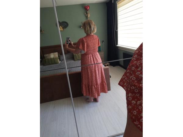 Lange zomer jurk oranje L