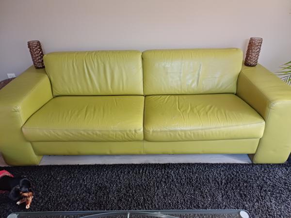 Leren bank limegroen