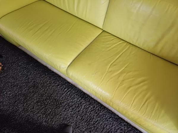 Leren bank limegroen