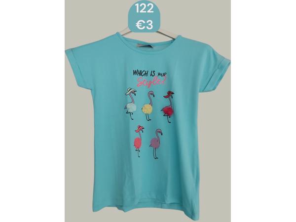 Glo-Story t-shirt flamingo's turquoise 122