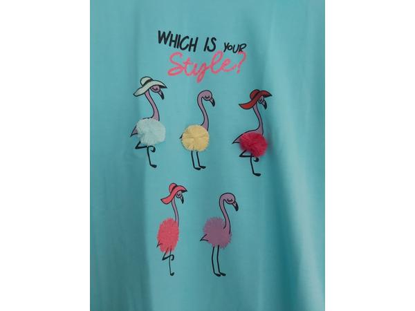 Glo-Story t-shirt flamingo's turquoise 122