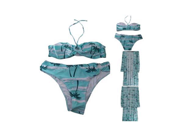 3 delige bikini palmbomen turquoise 2XL