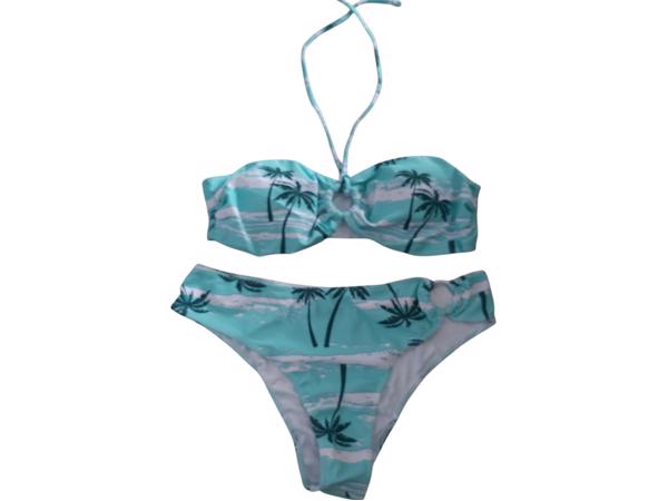 3 delige bikini palmbomen turquoise 2XL