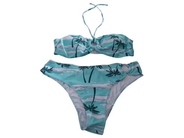 3 delige bikini palmbomen turquoise 2XL