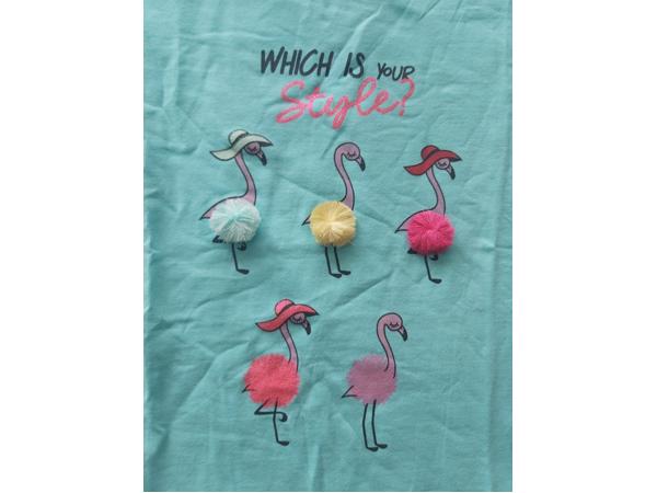 Glo-Story t-shirt flamingo's turquoise 122