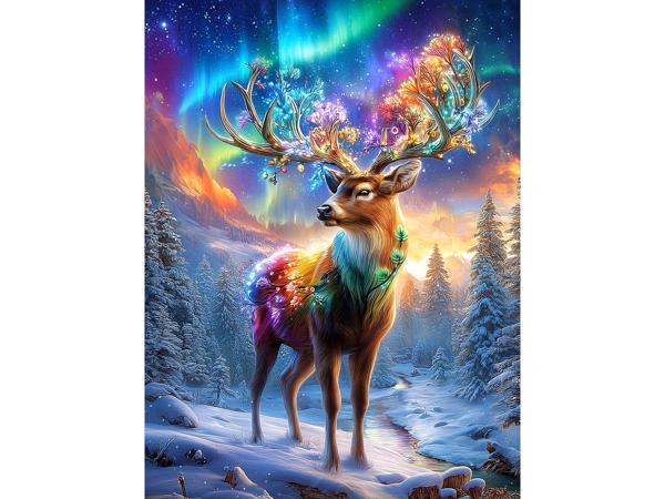 nr 69 Diamond Painting kleurrijk hert 50x40cm (vierkant)