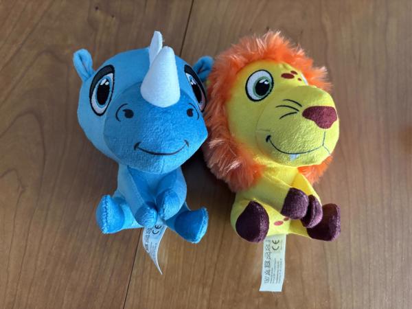 Lidl safari mini’s 2 kleine knuffels neushoorn leeuw