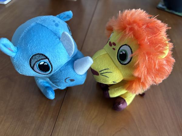 Lidl safari mini’s 2 kleine knuffels neushoorn leeuw