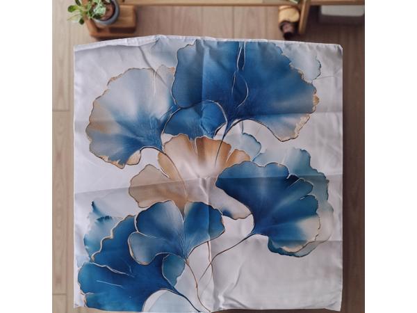 Set van 4 kussenhoezen bloemen turquoise goud 45x45cm