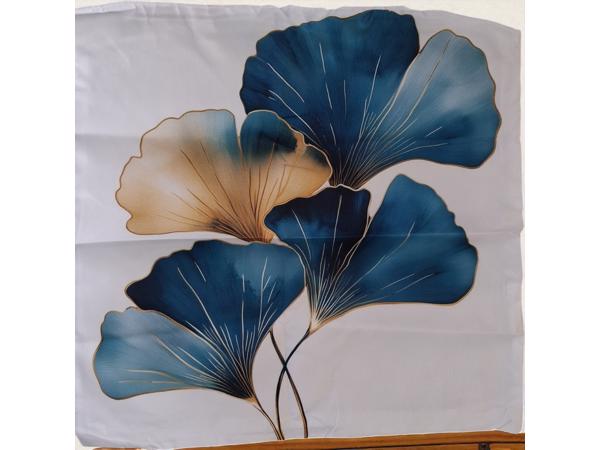 Set van 4 kussenhoezen bloemen turquoise goud 45x45cm