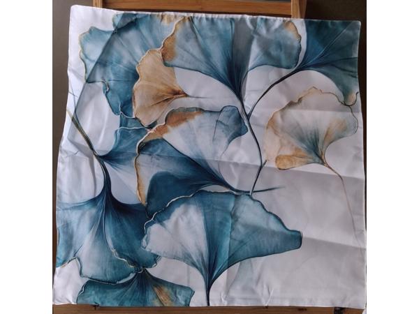 Set van 4 kussenhoezen bloemen turquoise goud 45x45cm