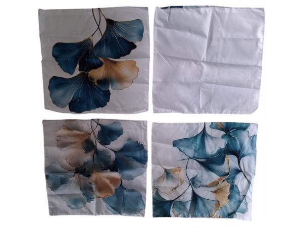 Set van 4 kussenhoezen bloemen turquoise goud 45x45cm