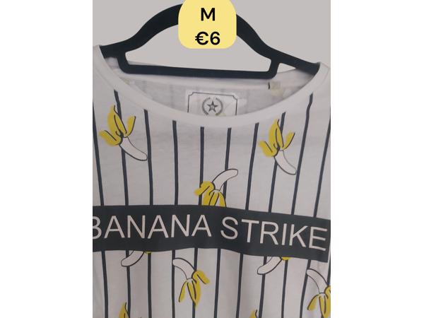 Glo-story strak t-shirt wit banana strike M