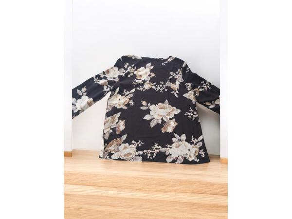 Luchtig shirt bloemen zwart creme L