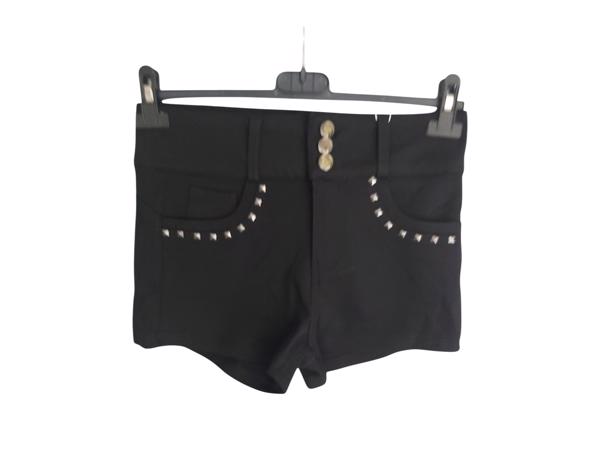 Stretchy korte broek met studs zwart M