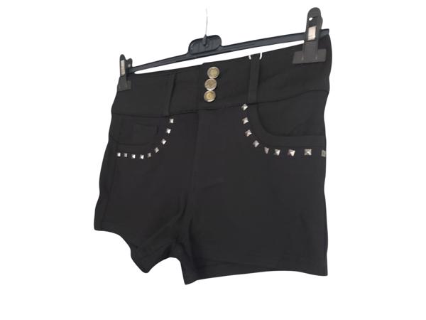 Stretchy korte broek met studs zwart M