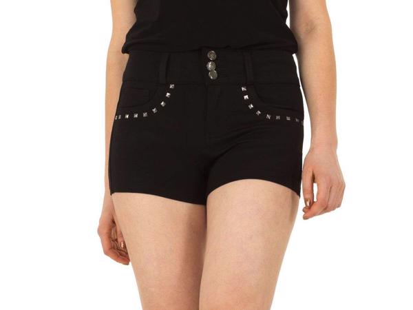 Stretchy korte broek met studs zwart M