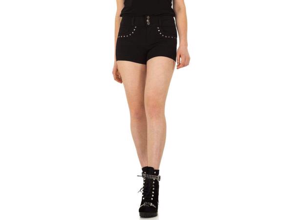 Stretchy korte broek met studs zwart M