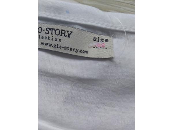 Glo-Story t-shirt gezichtje met gekleurde haren wit 152