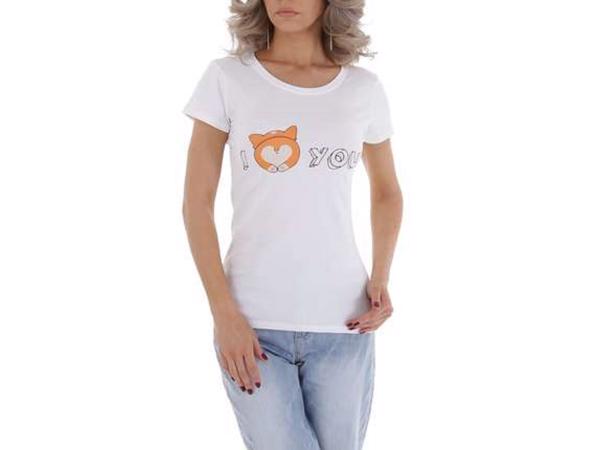 Glo-Story t-shirt I love you wit oranje M