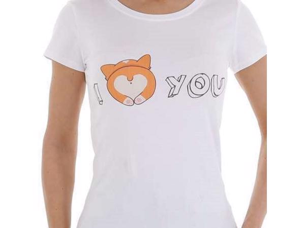 Glo-Story t-shirt I love you wit oranje M