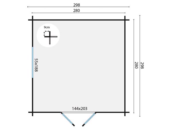 Blokhut - Tuinhuis Bodine | 28 mm | vuren onbehandeld