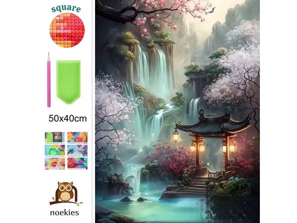 nr 9 Diamond Painting watervallen 50x40cm (vierkant)