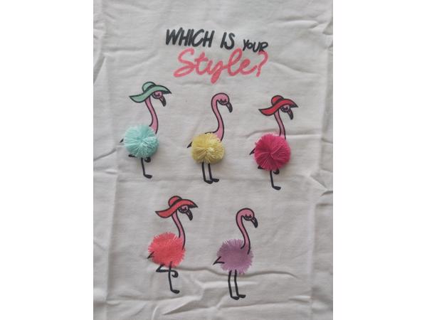 Glo-Story t-shirt flamingo's wit 104