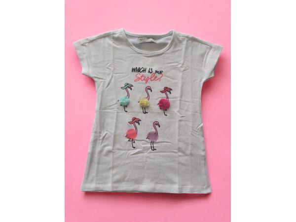 Glo-Story t-shirt flamingo's wit 104