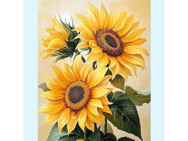 nr 28 Diamond Painting zonnebloemen 50x40cm (vierkant)