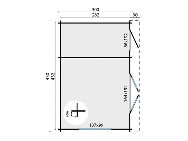 Blokhut - Tuinhuis Santander | 34 mm | vuren onbehandeld