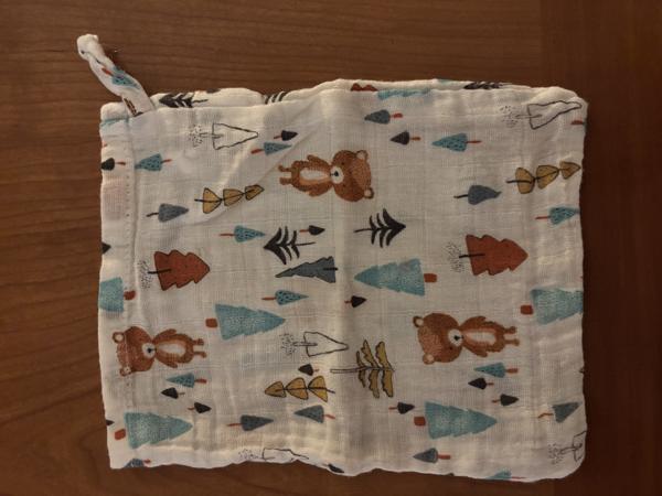Stoffen mini bag met rijgkoord en beren kinder washand katoe