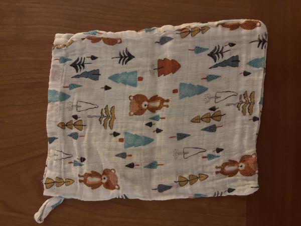 Stoffen mini bag met rijgkoord en beren kinder washand katoe