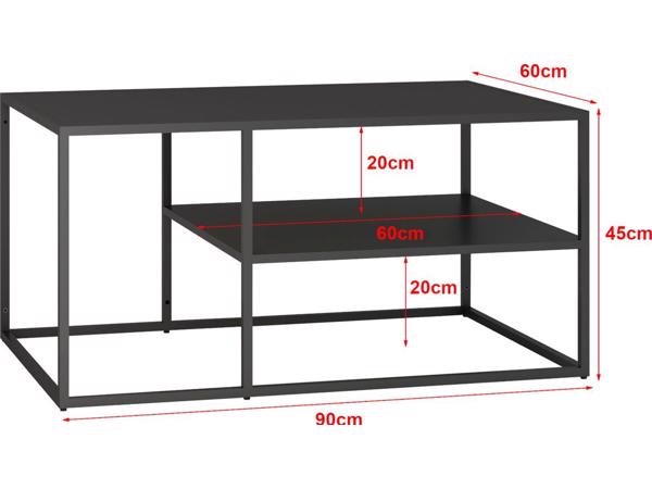Zwarte Metalen Salontafel met Plank