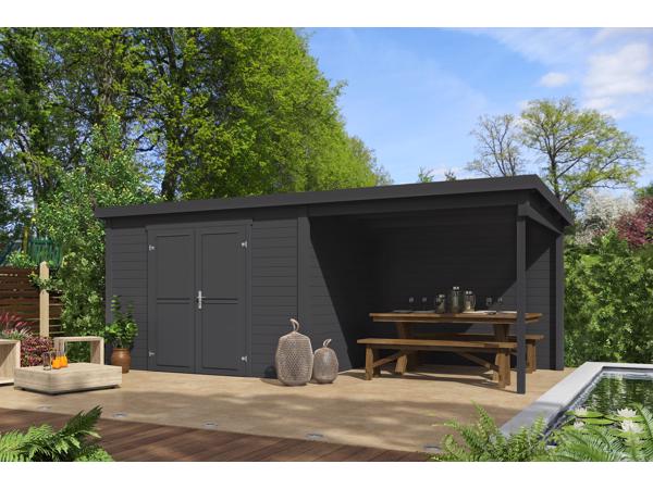 Blokhut met overkapping Kjeld 550x250 onbehandeld vuren