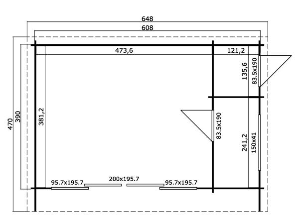 Tuinhuis-Blokhut Java: 608 x 390 cm