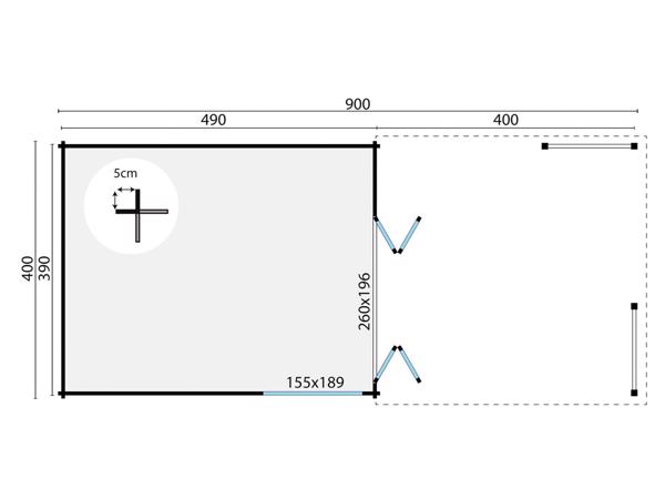 Blokhut - Tuinhuis Casper | 58 mm | vuren onbehandeld
