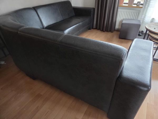 Ruime hoekbank antraciet/zwart