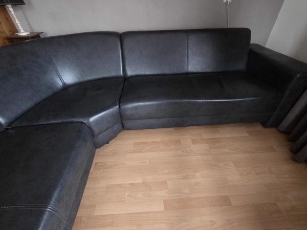 Ruime hoekbank antraciet/zwart