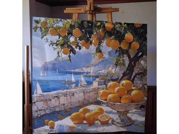 Set van 4 kussenhoezen kustdorp citroenen 45x45cm